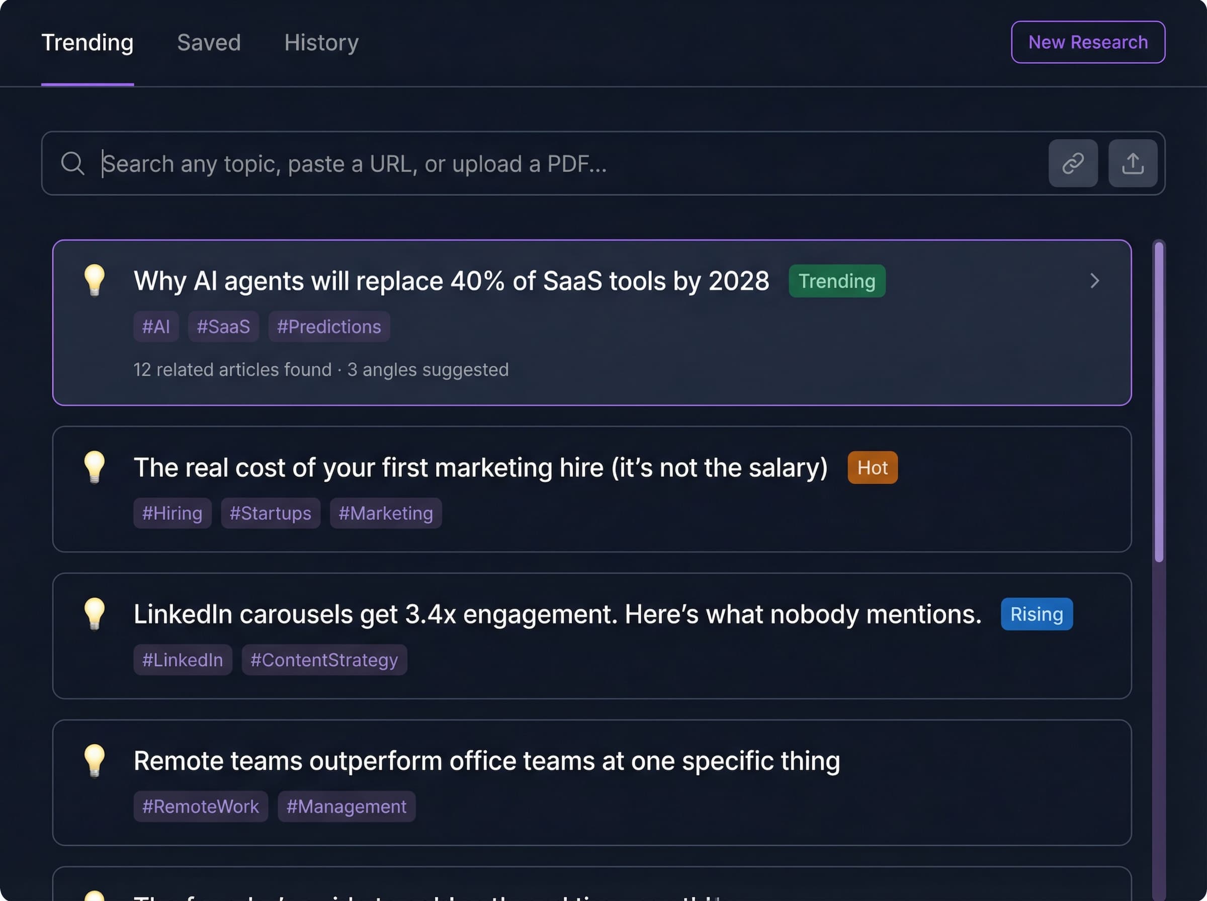 Streaming idea research in BlendIn