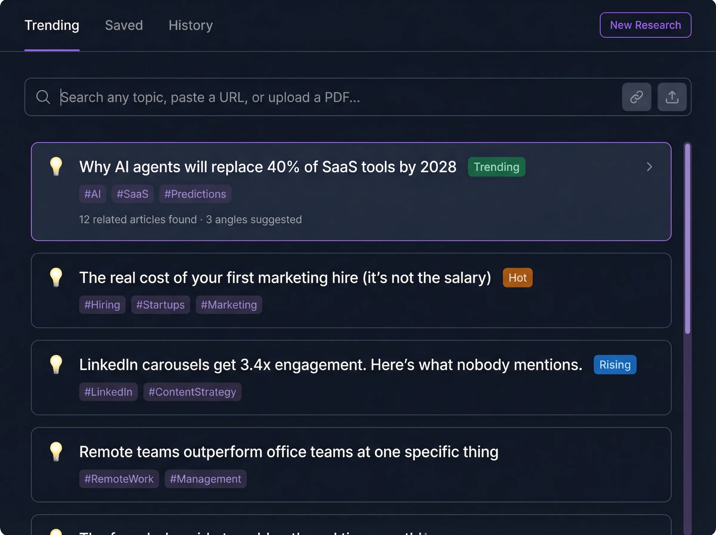 Streaming idea research in Blendin