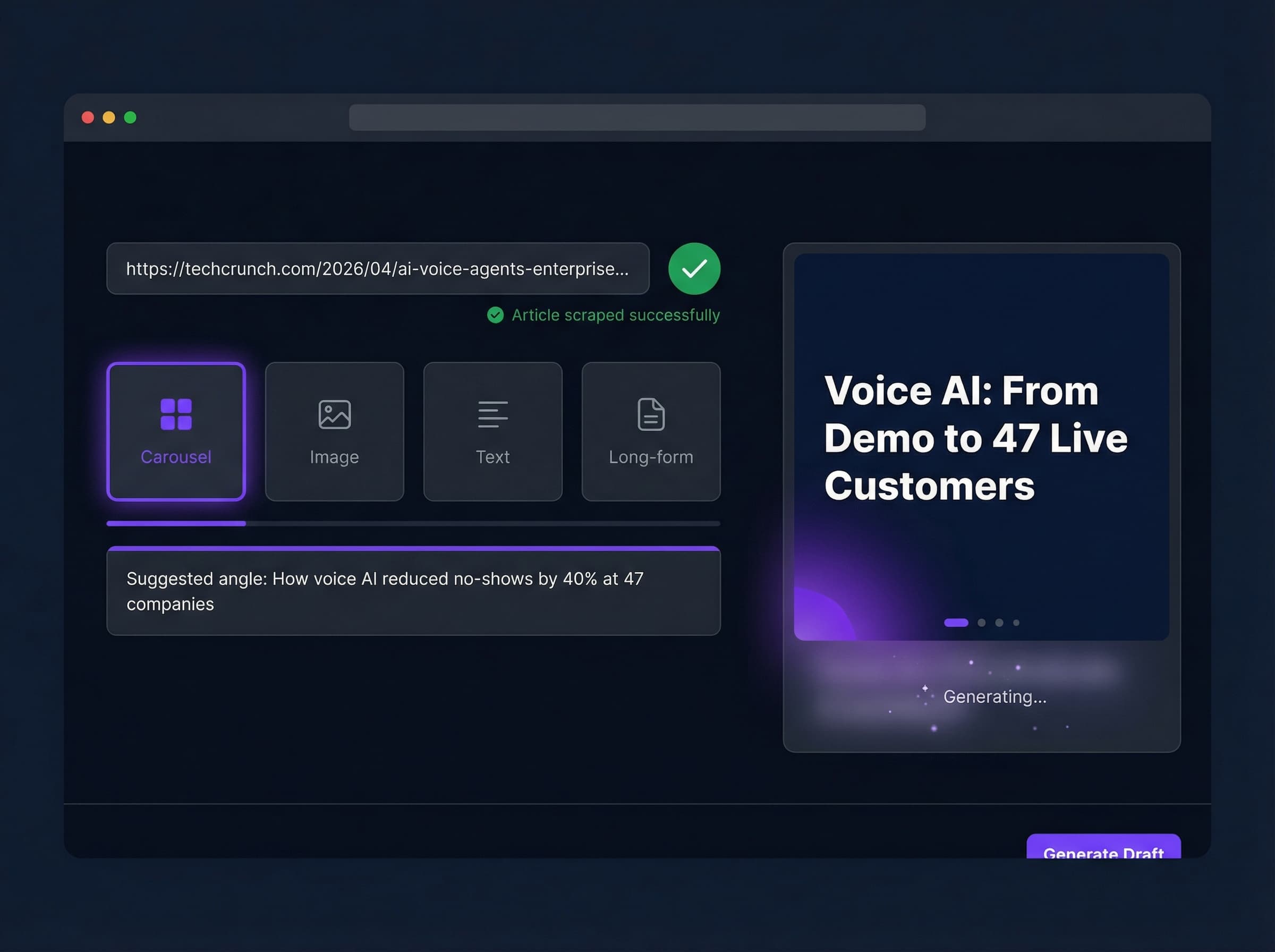 Content creation in BlendIn