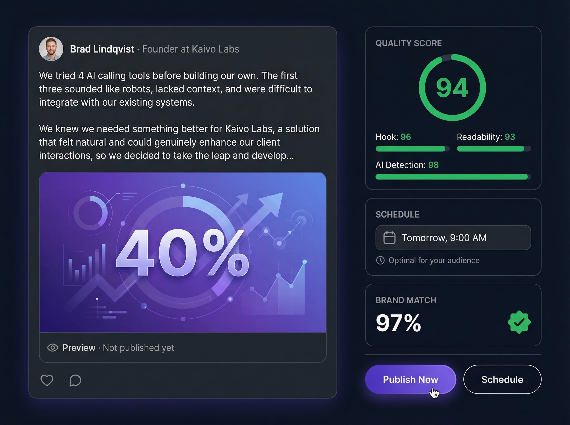 Post preview and publish in Blendin